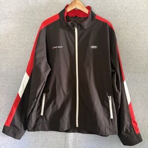 Audi Sport Full Zip Jacket Men's 3XL Black Red Lightweight Racing Windbreaker